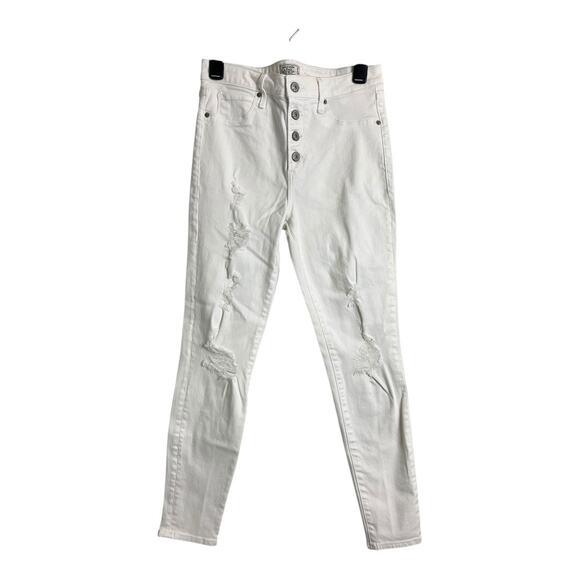 Abercrombie & Fitch Jeans White Denim Simone high Rise Super Skinny 6 28 AF - Picture 1 of 5